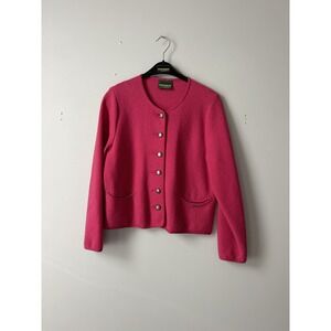 Vintage GEIGER Made in Austria 100% Wool Jacket Floral Button‎ Pink Women 36